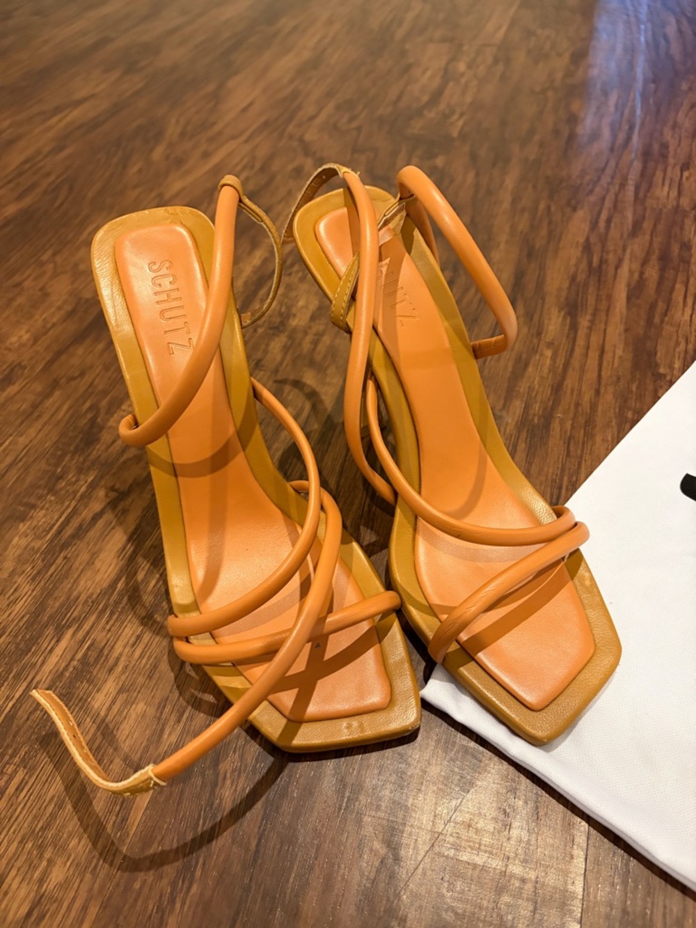 Schutz Women's Strappy Heeled Sandals in Tan leather (US 8) - Picture 2 of 7